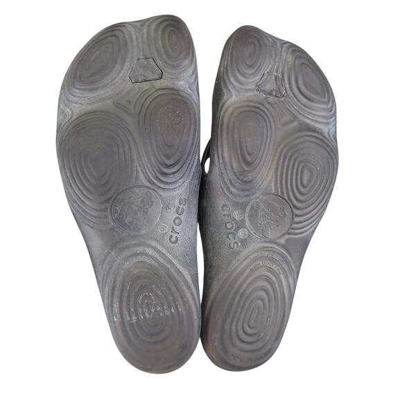 Crocs ABF Almost Barefoot Black Flip-flops Thong Sandals Women's Size 7 Recovery - Picture 7 of 7